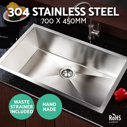 Kitchen Sink 70X45Cm Stainless Steel Basin Single Bowl Laundry Silver