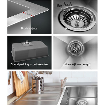 Kitchen Sink 70X45Cm Stainless Steel Basin Single Bowl Laundry Silver