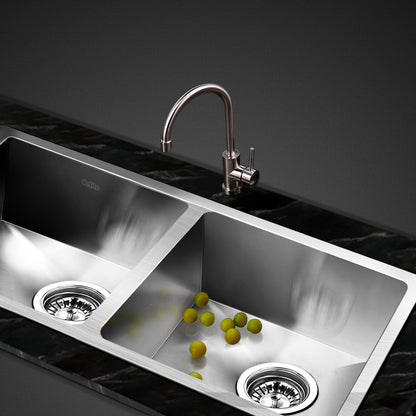 Kitchen Sink 77X45Cm Stainless Steel Basin Double Bowl Laundry Silver