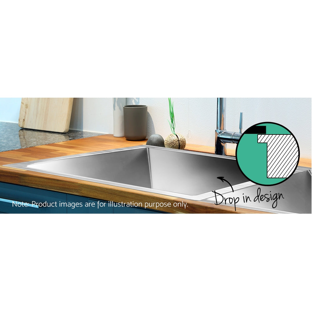Kitchen Sink 77X45Cm Stainless Steel Basin Double Bowl Laundry Silver