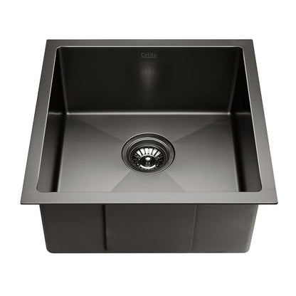 Kitchen Sink 51X45Cm Stainless Steel Basin Single Bowl Laundry Black