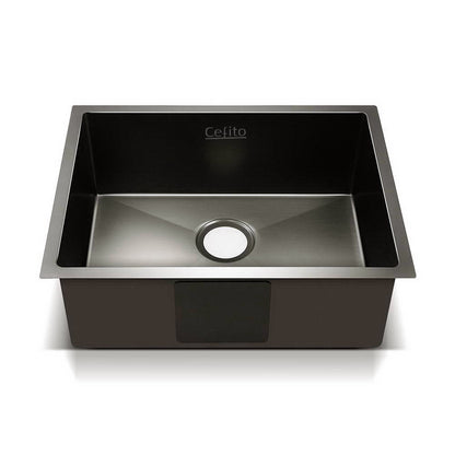Kitchen Sink 60X45Cm Stainless Steel Basin Single Bowl Laundry Black