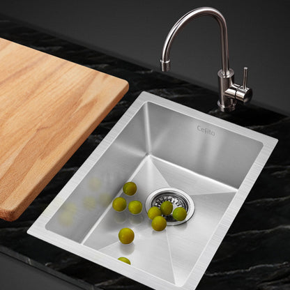 Kitchen Sink 44X34Cm Stainless Steel Nano Basin Single Bowl Silver