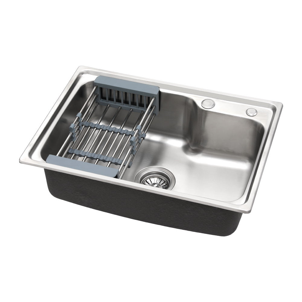 Kitchen Sink 61X43CM Stainless Steel Basin Single Bowl Black