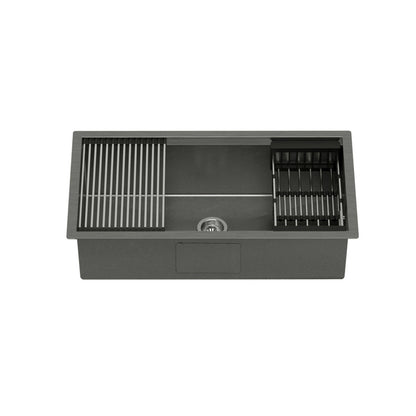 Sleek Stainless Steel Kitchen Sink Single Bowl and Drying Rack