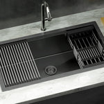Sleek Stainless Steel Kitchen Sink Single Bowl and Drying Rack
