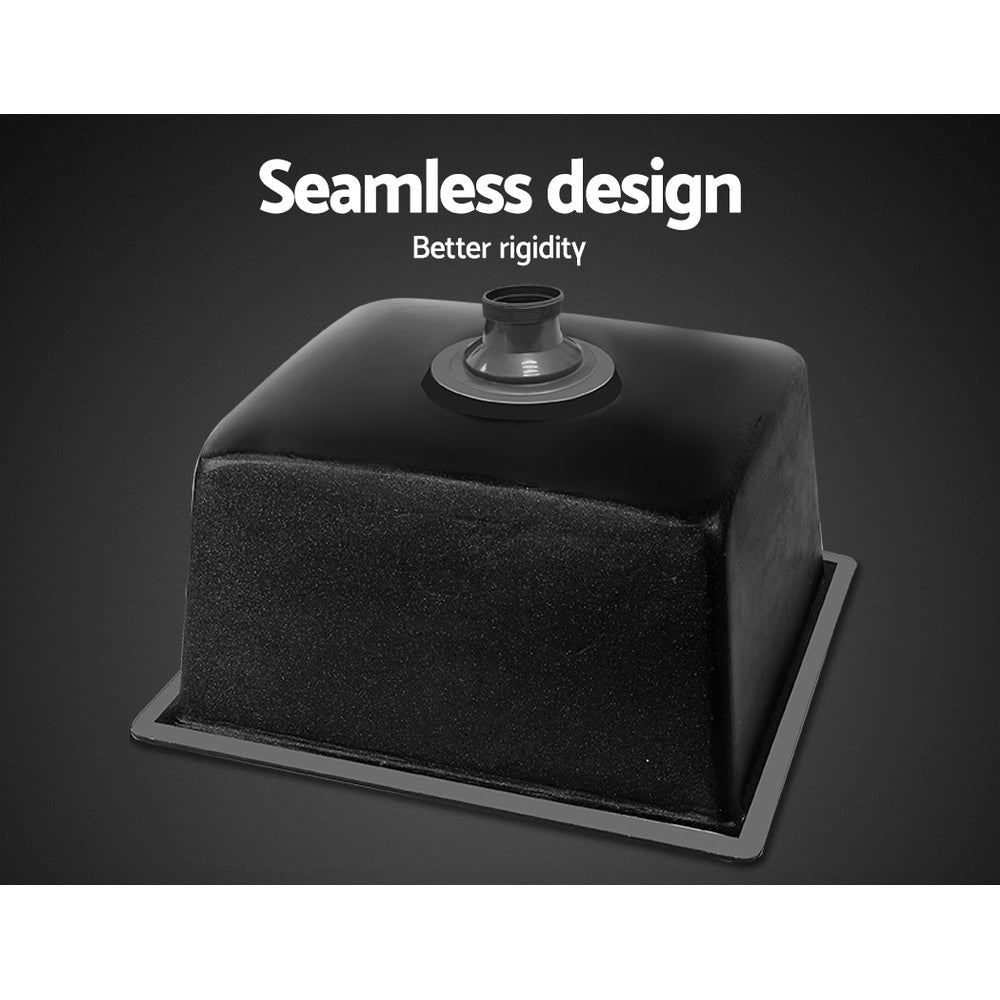 Stone Kitchen Sink 450X450Mm Granite Under/Topmount Basin Bowl Laundry Black