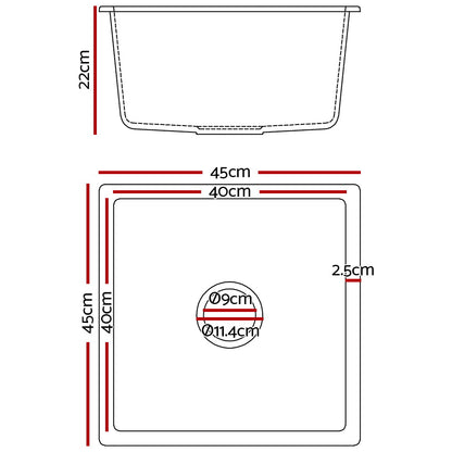 Stone Kitchen Sink 450X450Mm Granite Under/Topmount Basin Bowl Laundry White
