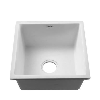 Stone Kitchen Sink 450X450Mm Granite Under/Topmount Basin Bowl Laundry White