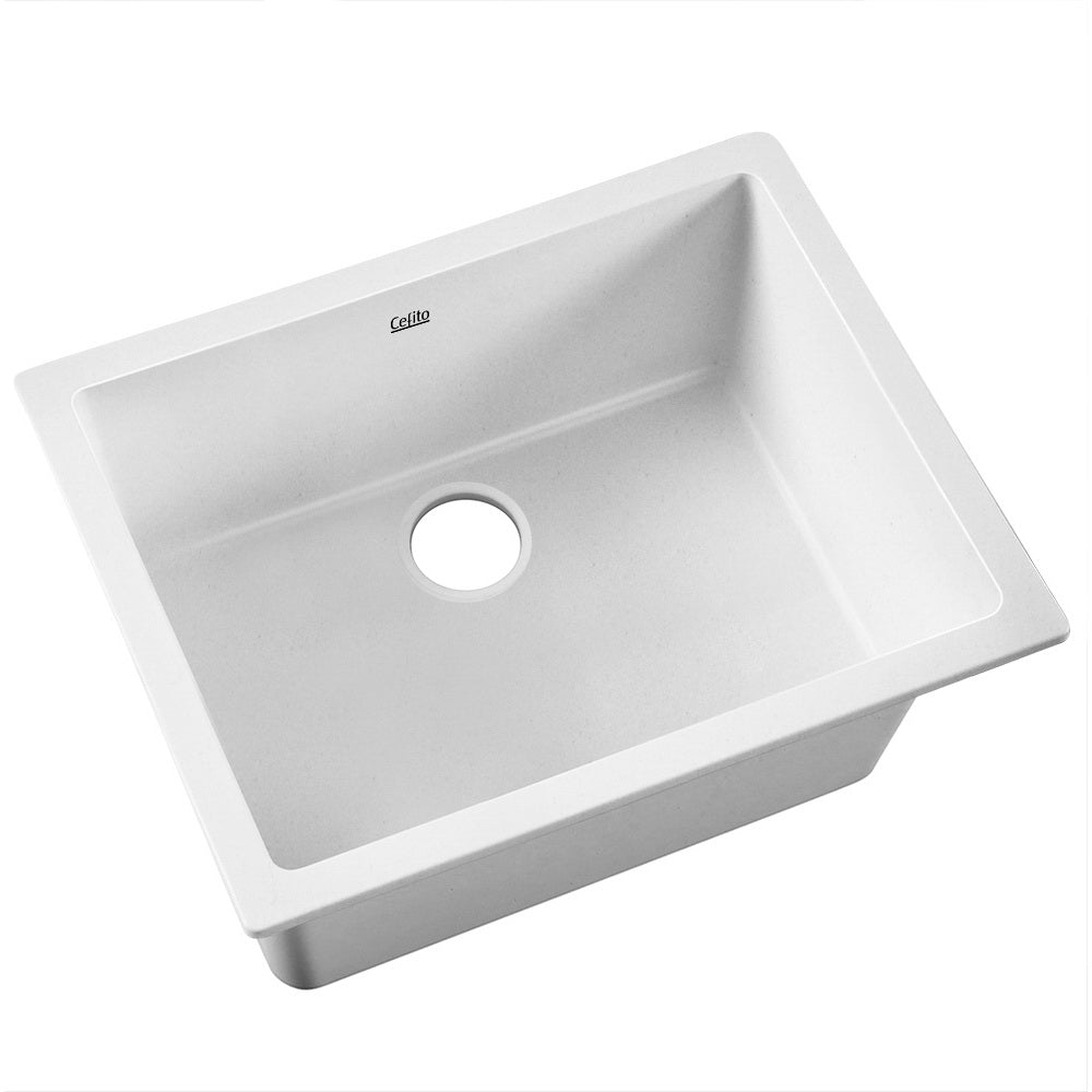Stone Kitchen Sink 610X470Mm Granite Under/Topmount Basin Bowl Laundry White