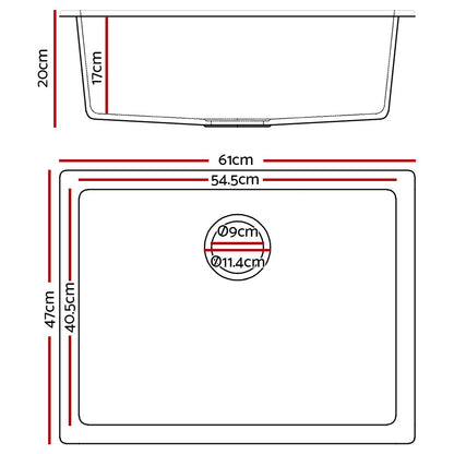 Stone Kitchen Sink 610X470Mm Granite Under/Topmount Basin Bowl Laundry White