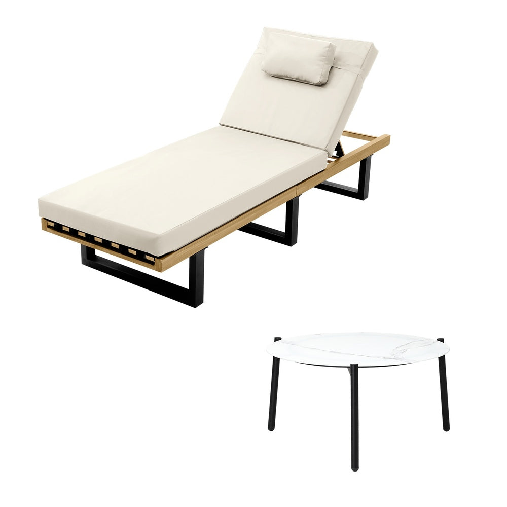 Patio Sun Lounge Set with Table - 2