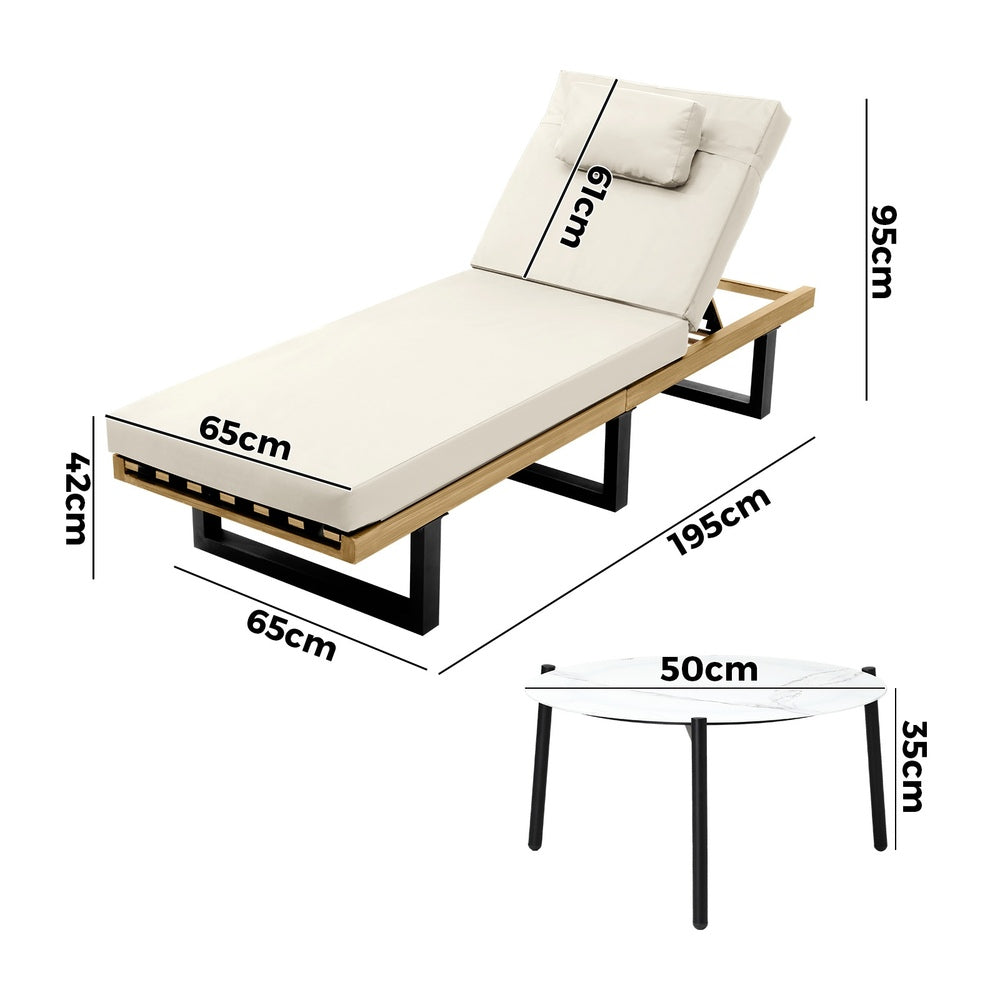 Patio Sun Lounge Set with Table - 6