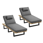 2PCS Patio Sun Lounge with Table Set Grey