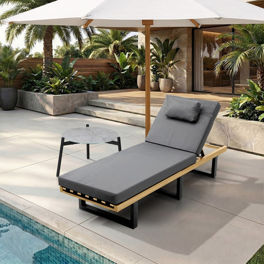 Patio Sun Lounge Set Grey Cushions | HomeAndLiving