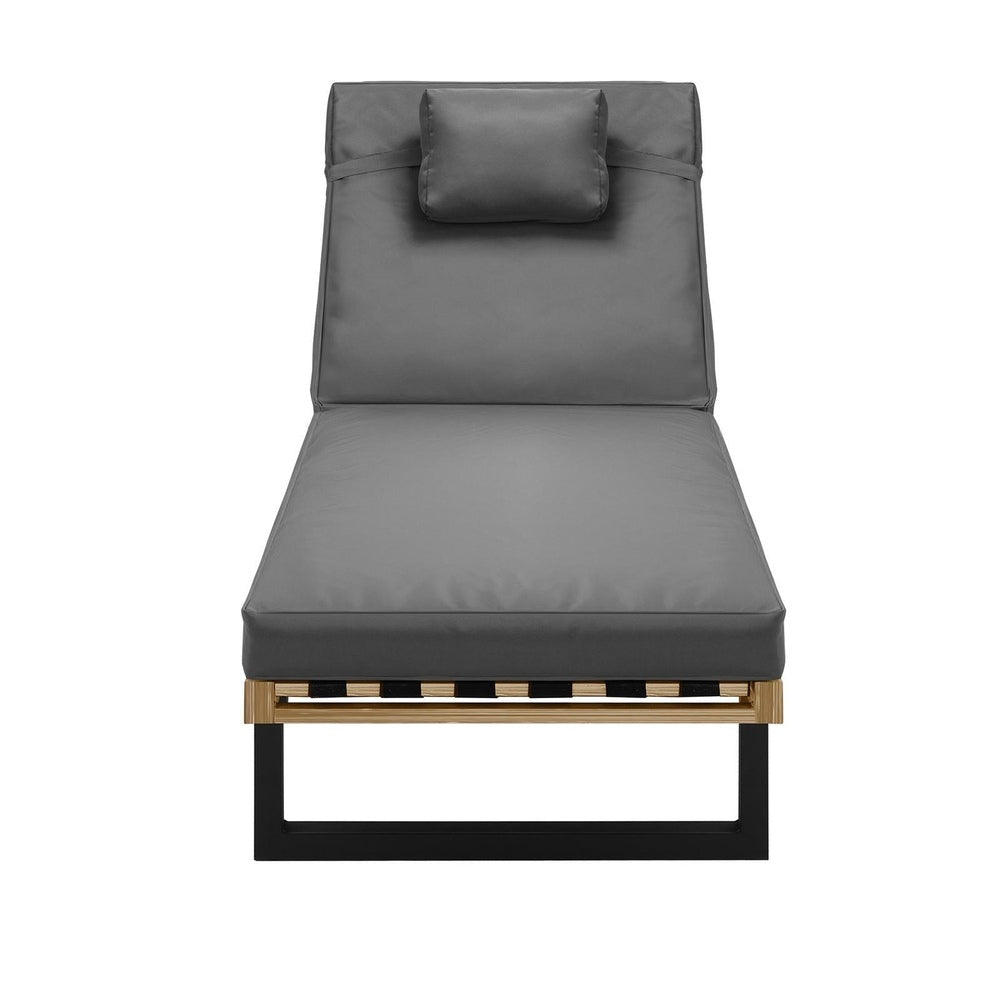 Patio Sun Lounge Set Grey Cushions | HomeAndLiving