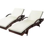 Outdoor Sun Lounger Waterproof Adjustable Black.Beige&Brown