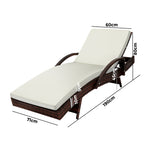 Outdoor Sun Lounger Waterproof Adjustable Black.Beige&Brown