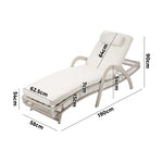 2PCS Outdoor Sun Lounge Wicker Bed Patio Furniture Beige&Grey