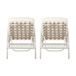 2PCS Outdoor Sun Lounge Wicker Bed Patio Furniture Beige&Grey