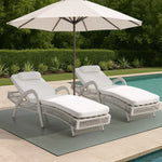 2PCS Outdoor Sun Lounge Wicker Bed Patio Furniture Beige&Grey