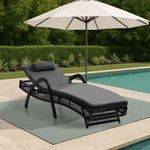 Sun Lounge Wicker Bed Outdoor Patio Furniture Grey & Beige