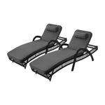 2PCS Outdoor Sun Lounge Wicker Bed Patio Furniture Beige&Grey