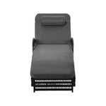 2PCS Outdoor Sun Lounge Wicker Bed Patio Furniture Beige&Grey