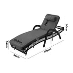 2PCS Outdoor Sun Lounge Wicker Bed Patio Furniture Beige&Grey