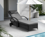 2x Sun Lounge Adjustable Backrest Wicker Black