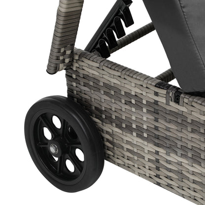 Wheeled Sun Lounger Day Bed Outdoor Setting Patio Furniture