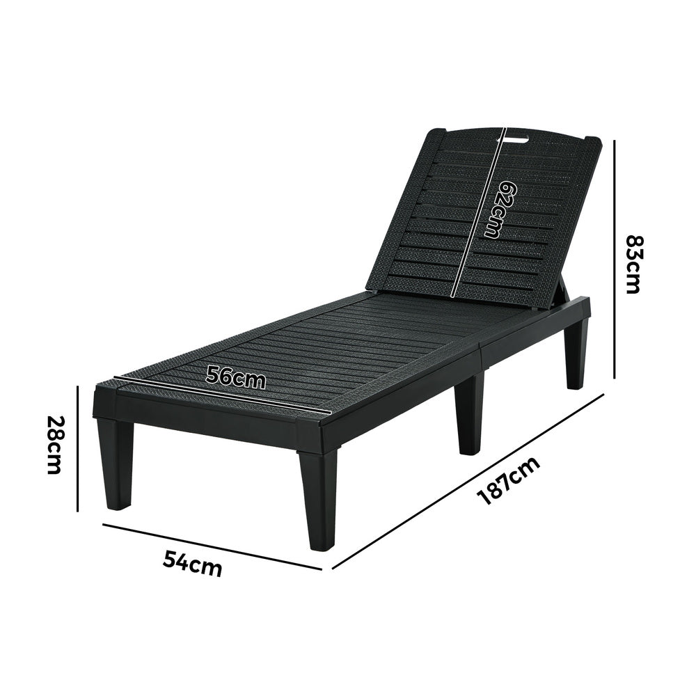 Sun Lounge Adjustable Patio Recliner Black | HomeAndLiving