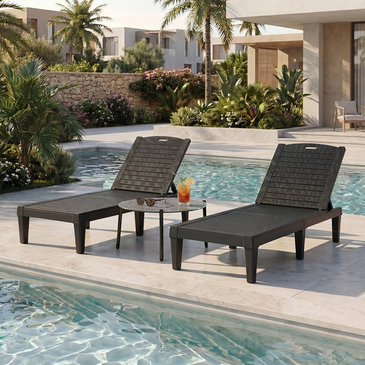 Sun Lounge Set 3 Piece Patio Outdoor Black | HomeAndLiving - 3