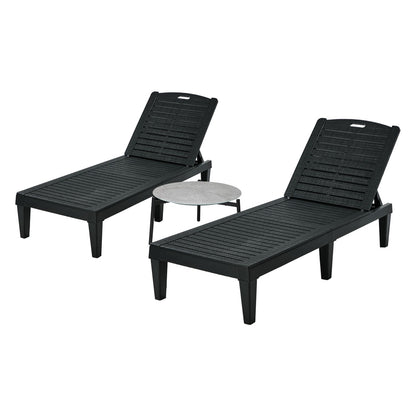 Sun Lounge Set 3 Piece Patio Outdoor Black | HomeAndLiving
