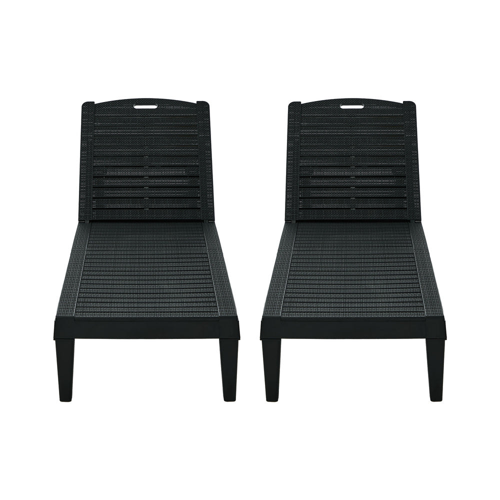 Sun Lounge Set 3 Piece Patio Outdoor Black | HomeAndLiving