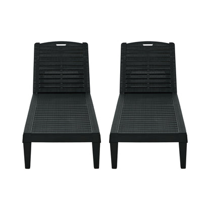 Sun Lounge Set 3 Piece Patio Outdoor Black | HomeAndLiving