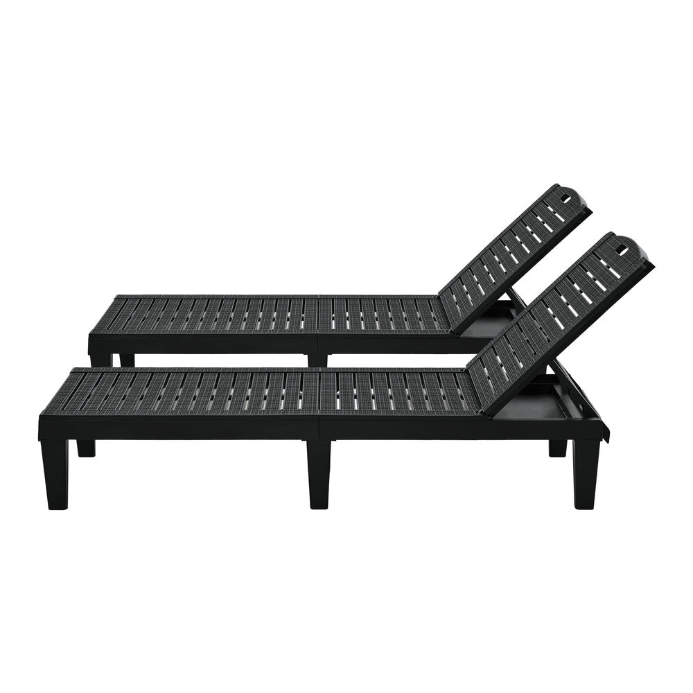 Sun Lounge Set 3 Piece Patio Outdoor Black | HomeAndLiving