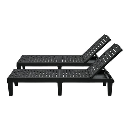 Sun Lounge Set 3 Piece Patio Outdoor Black | HomeAndLiving