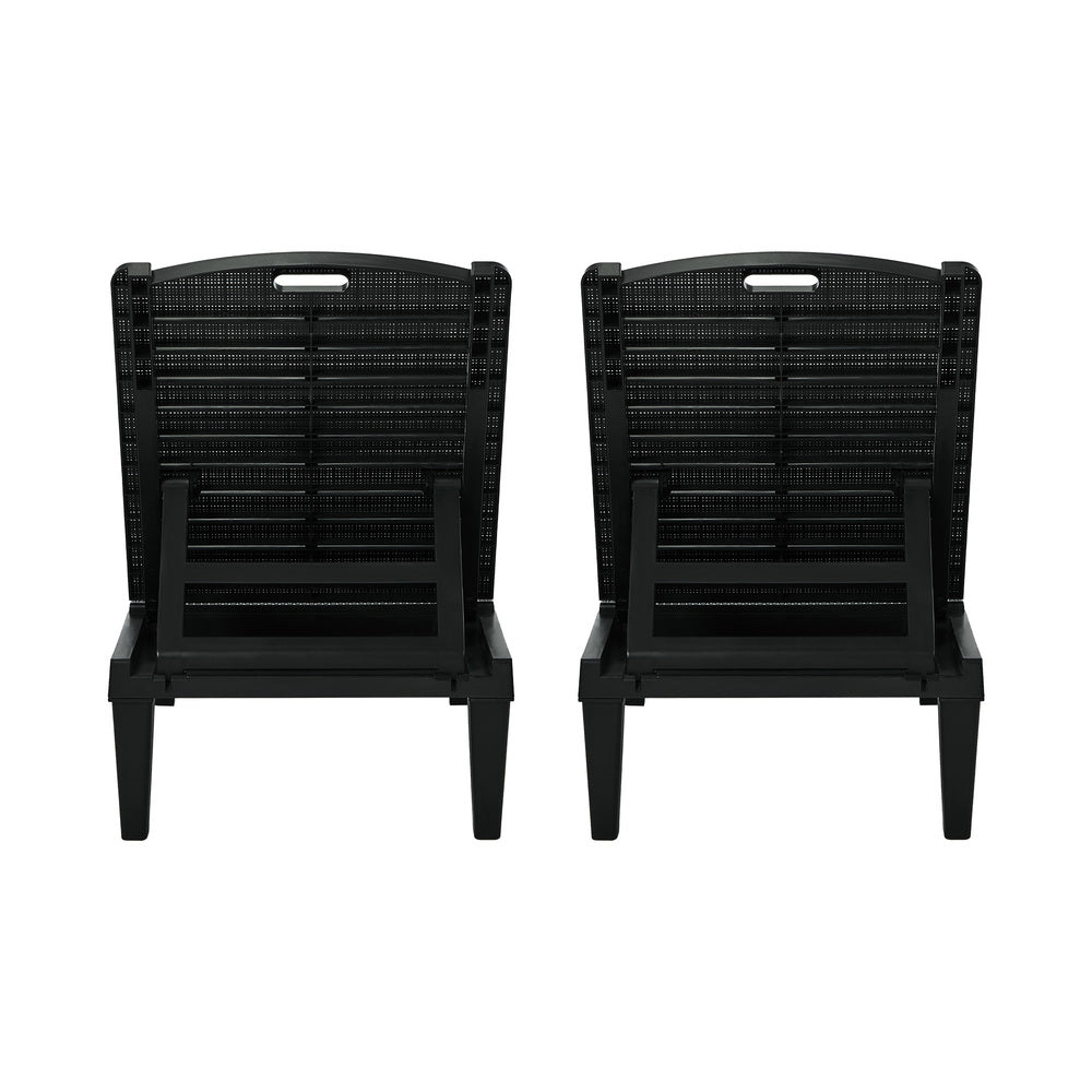 Sun Lounge Set 3 Piece Patio Outdoor Black | HomeAndLiving
