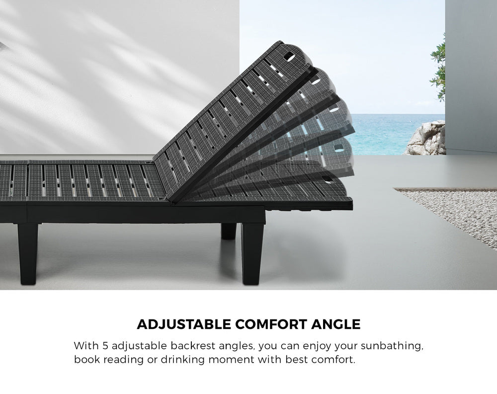 Sun Lounge Set 3 Piece Patio Outdoor Black | HomeAndLiving