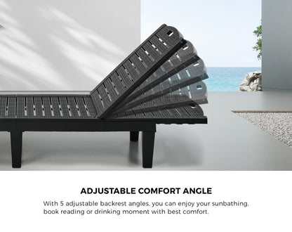 Sun Lounge Set 3 Piece Patio Outdoor Black | HomeAndLiving