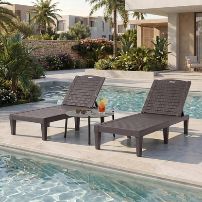 3-Piece Sun Lounge Set Outdoor Patio Brown | HomeAndLiving