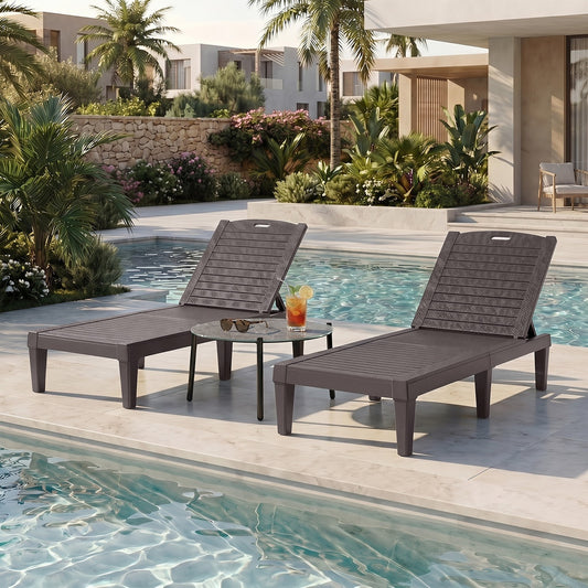 3-Piece Sun Lounge Set Outdoor Patio Brown | HomeAndLiving - 3