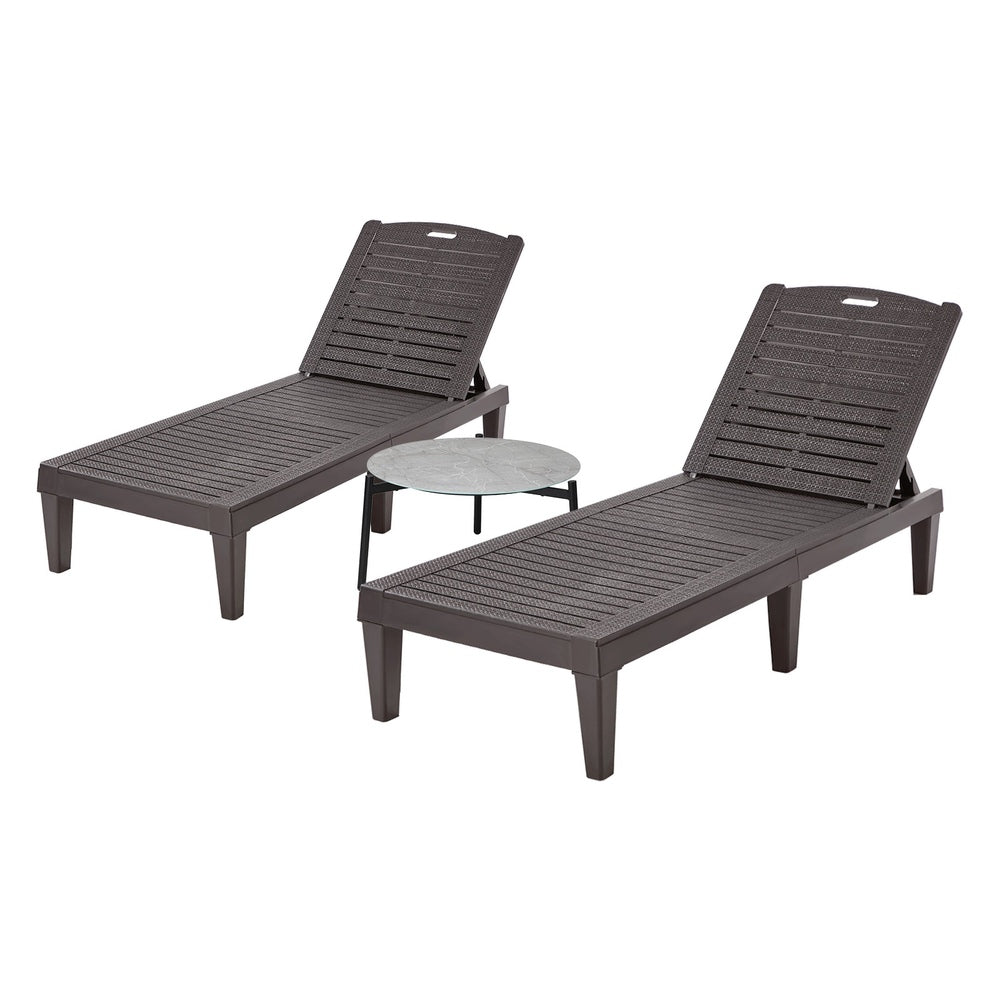 3-Piece Sun Lounge Set Outdoor Patio Brown | HomeAndLiving