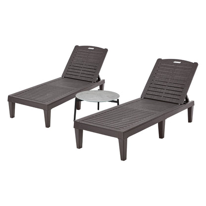 3-Piece Sun Lounge Set Outdoor Patio Brown | HomeAndLiving