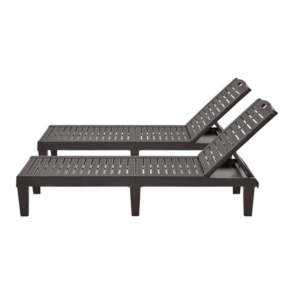 3-Piece Sun Lounge Set Outdoor Patio Brown | HomeAndLiving
