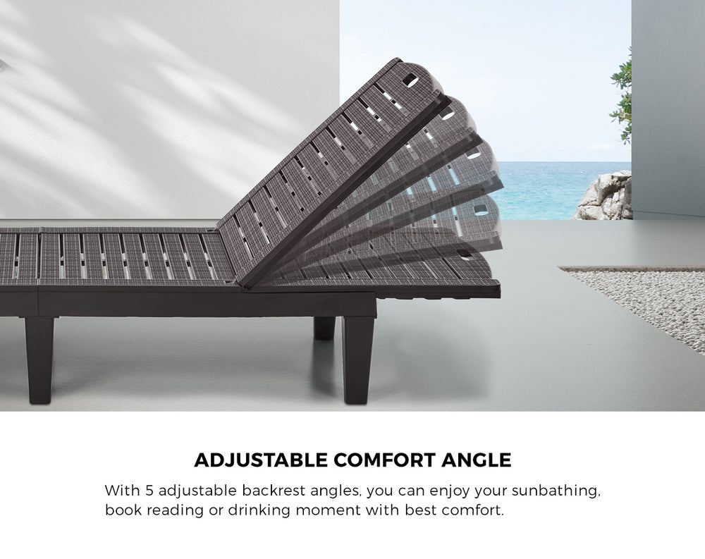 3-Piece Sun Lounge Set Outdoor Patio Brown | HomeAndLiving