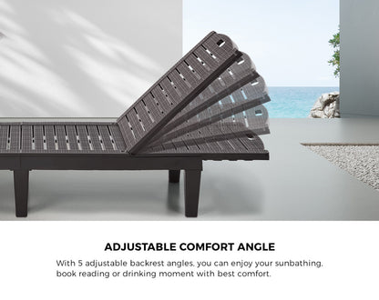 3-Piece Sun Lounge Set Outdoor Patio Brown | HomeAndLiving