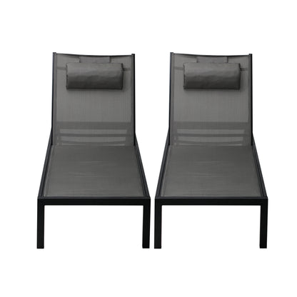 2pcs Outdoor Sun Lounges with Aluminium Frame, Wheels & Reclining Back