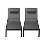 2pcs Outdoor Sun Lounges with Aluminium Frame, Wheels & Reclining Back